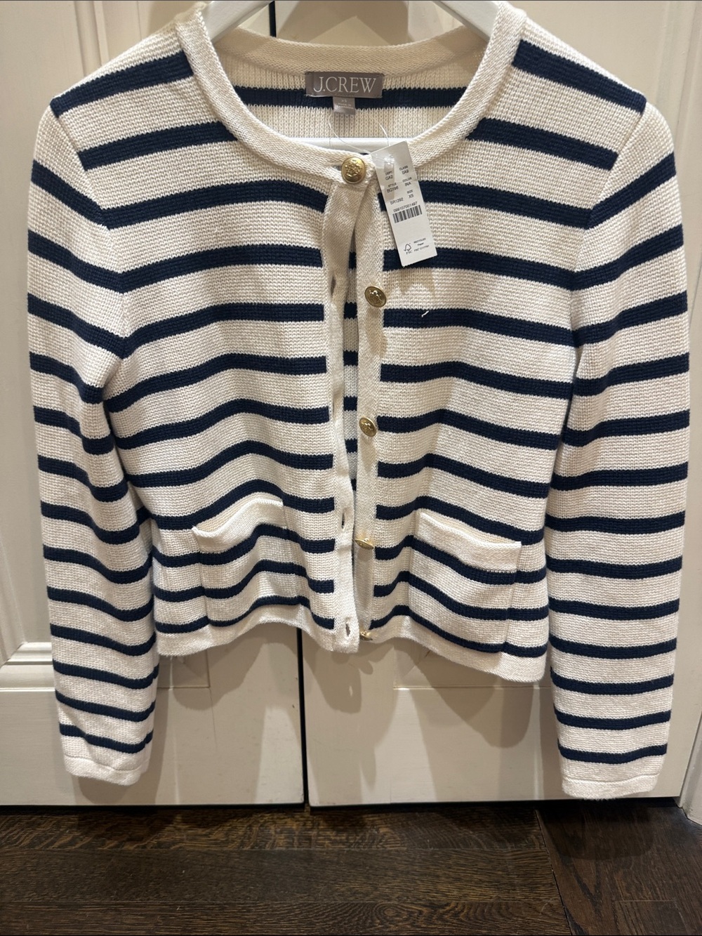 New with Tag J Crew relaxed Emilie sweater lady jacket in stripe XS